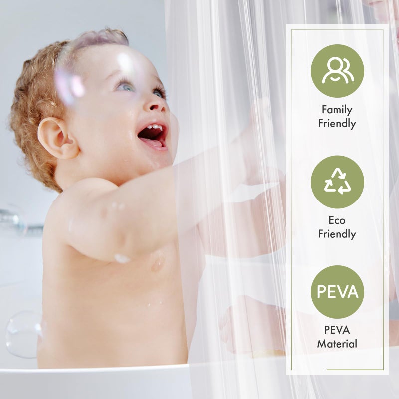 Amazer Extra Long Shower Curtain Liner, 72 x 96 Clear Plastic Shower Liner PEVA Waterproof Medium Weight Shower Curtains for Bathroom with Magnets and Grommets - Image 2